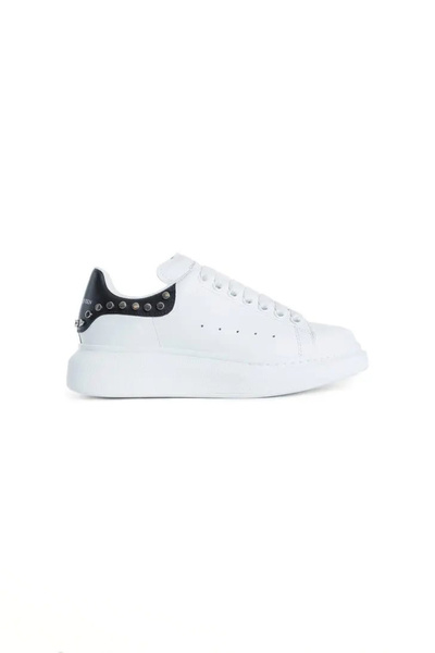 ALEXANDER MCQUEEN Women's S. Rubber Thick Sole Studded Detailed Leather Sneakers - White/Black/Silver