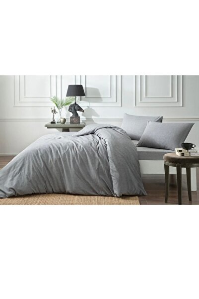 Taç Flanel Lauda Gri Çift Kişilik Nevresim Takımı