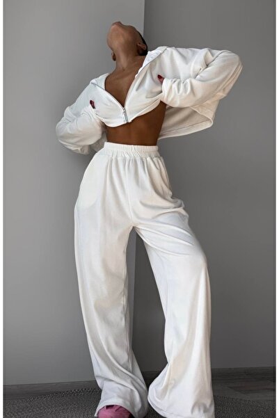 Elia Swimwear Kalissa White Velvet Three Piece Tracksuit