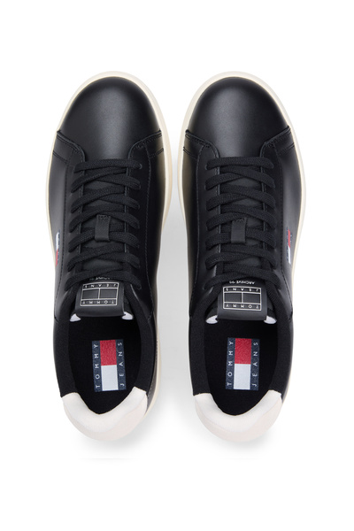 Tommy Hilfiger Men Black Leather Archive 98 Lace Up Sneakers