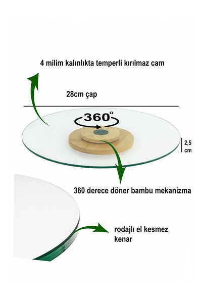 EVSTYLE 360 Degree Rotating Glass Jewelry & Makeup Organizer - Unbreakable 4 ml Tempered Glass