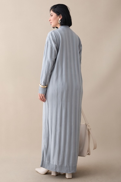 InStyle Смугаста сукня з довгими рукавами, сіра трикотажна