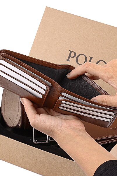 ODN Boxed Men's Tan Color Bracelet Belt Wallet Gift Set