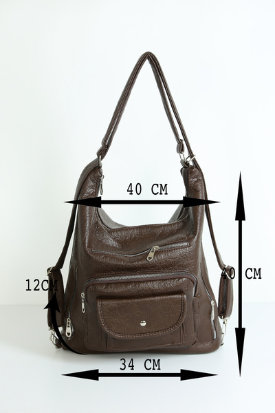 byFOX Fashion Casual 6-Compartment Small Pocket Backpack with Shoulder Strap Width: 39 cm Length: 37 cm Bottom: 11 cm