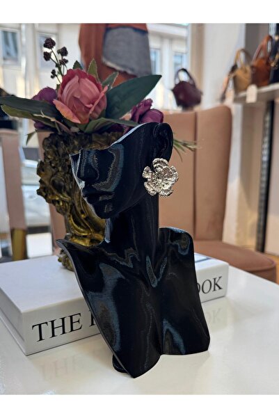 My Life Accessory Silver Silver Color Flower Figured Women's Steel Earrings Shiny and Stylish Model