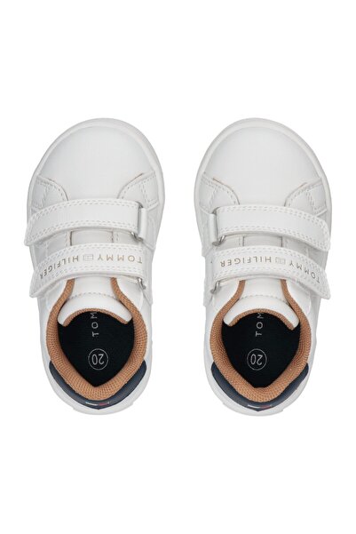 Tommy Hilfiger Kids Unisex White Leather Low Cut Velcro Sneakers