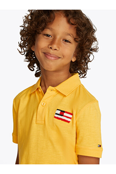 Tommy Hilfiger Boys Star Fruit Yellow Flag Embroidered Short Sleeves Polo T-Shirt