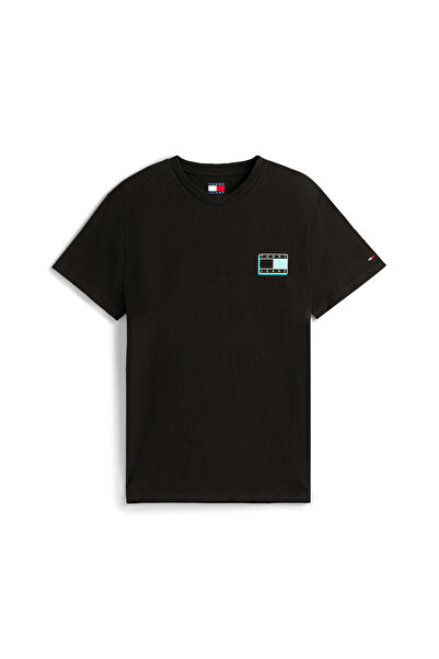 Tommy Hilfiger Men Black Logo Slim Crew Neck T-Shirt