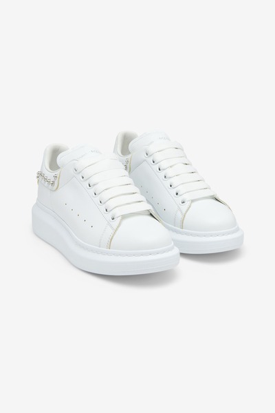 ALEXANDER MCQUEEN Women's Thick Sole Studded Detailed Leather Sneakers - White/Silver