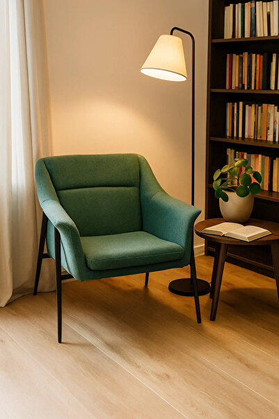 MARIA HOMES Modern Green Fabric Armchair, Comfortable Accent Chair for Living Room & Office