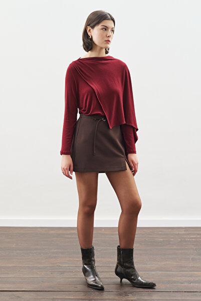 Manuka Shawl-Detail Dressy Dressy Bluz Bordo