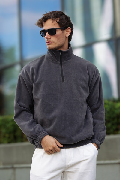 aziso Ανδρικό φούτερ oversized ψηλός λαιμός Fleece