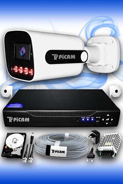 Picam 1 Kameralı Süper 1 Dış Kamera Set 100 GB 5 MP 2K Net Gece Görüşlü Güven...