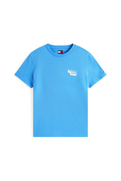 Tommy Hilfiger Men Copenhagen Blue Stack Logo Slim Crew Neck T-Shirt