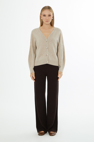 GİZİA V Yaka Düğme Kapamalıuzun Kollu Hırka