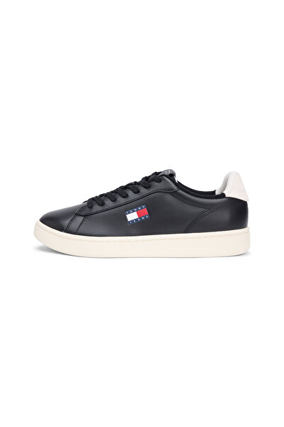 Tommy Hilfiger Men Black Leather Archive 98 Lace Up Sneakers