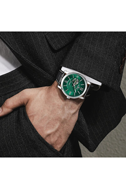 Forsining 8296 Silver-Green Mechanical Men's Watch – Luxury Design, Multiple Functions, 3ATM