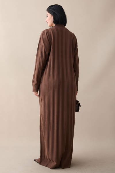 InStyle κοτλέ Φόρεμα με ίσιο μανίκι μακρύ καφέ πλεκτό