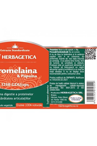 herbagetica Bromelain, Pack 60 + 60 capsules – and digestive support