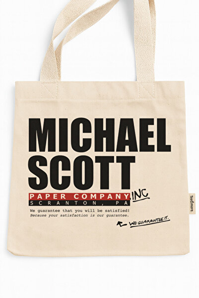 Tee&more. The Office Michael Scott Paper Company Printed Canvas Tote Bag with Gusseted Gusseted Velcro and Inner Pocket
