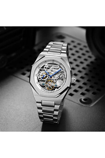 Forsining Ceas mecanic bărbătesc 8202 argintiu-alb – Design business, funcții multiple