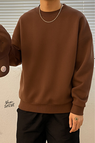 New Shine Neimprimat guler rotund Swea tricou