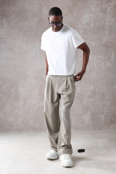 Tarz Cool Men's White Crew Neck Short Sleeve T-Shirt