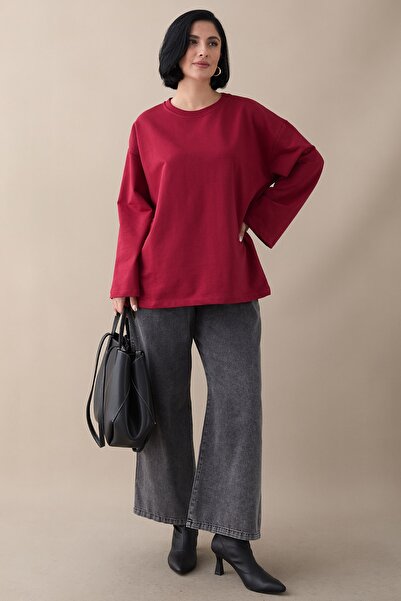 InStyle Огромна блуза с широки ръкави в цвят бордо
