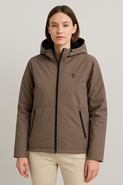 RAPAPA Women's Hooded Fleece-Lined Parachute Coat – Waterproof Zippered Outerwear 1019 V