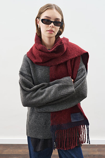 Manuka Striped Detailed Scarf Burgundy