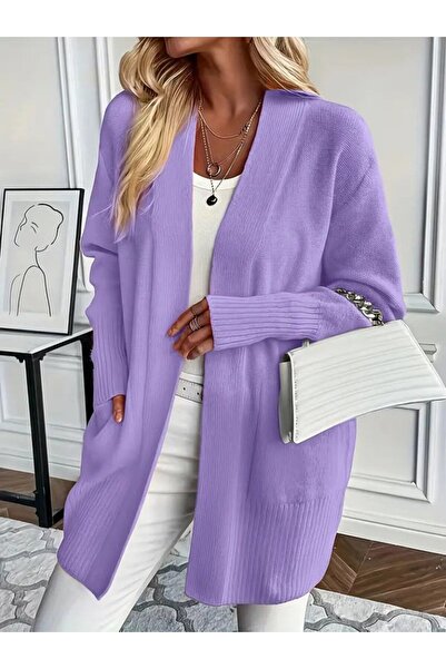 buğrahayalin Women's Long Sleeve Open Front Knit Cardigan