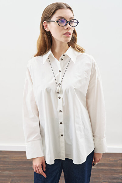 Manuka Oversized Shirt with Design Details Ecru