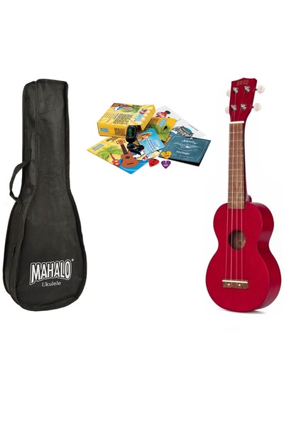 Mahalo MK1TRD Pro – Set ukulele sopran Kahiko, roșu transparent, cu husă și accesorii
