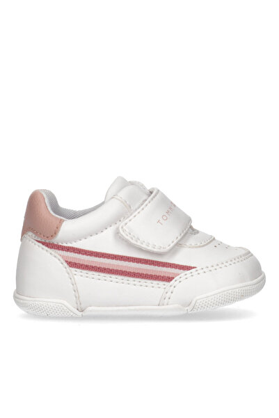 Tommy Hilfiger Girls White Leather Low Cut Velcro Sneakers