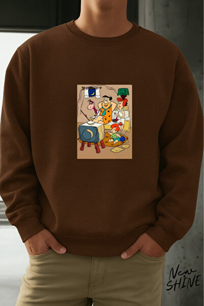 New Shine Familia Çakmaktaş cu imprimeu guler rotund Swea tricou