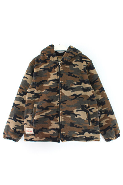 DobaKids Hooded Zippered Camouflage Unisex Children's Thick Fleece Jacket Camouflage Children's Cardigan