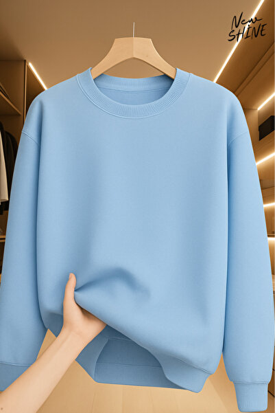 New Shine Neimprimat guler rotund Swea tricou