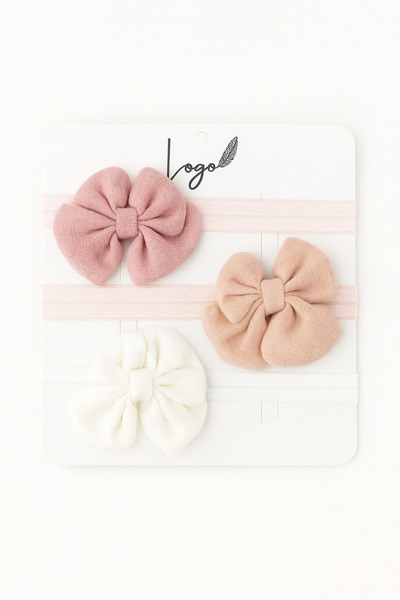 LOGO AKSESUAR Baby Girl Bandana Cotton Muslin Bow Set of 3 0-24 Months