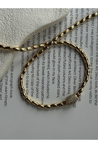 Rossetto Atelier قلادة اللوز الذهبية الحجرية