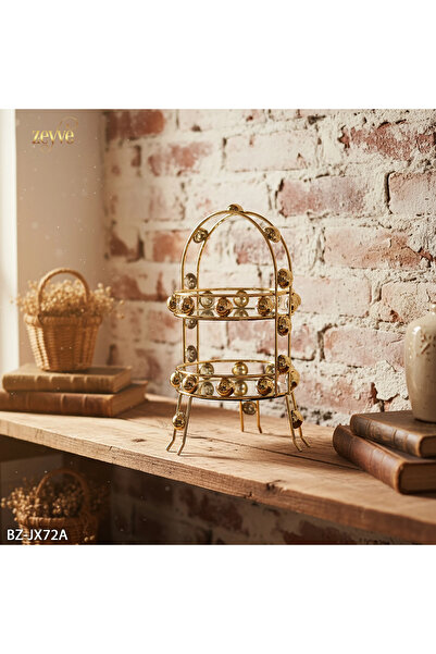 Hinora منظم معدني ذو طبقتين مع مرآة / حامل عرض مقاس 40×23×23 سم