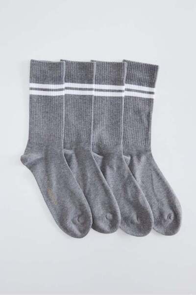 BONY SOCKS Pack of 4 Striped Socks Gray