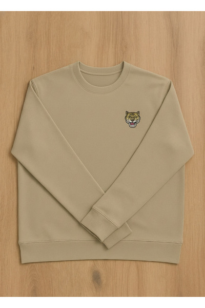 YusGos Unisex Men/Women High Quality Tiger Embroidered Cotton Hooded Crew Neck Sweatshirt