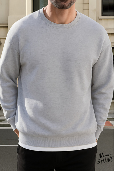 New Shine Neimprimat guler rotund Swea tricou