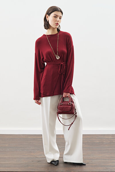 Manuka Beli̇ Tie-Up Designed Blouse Bordo
