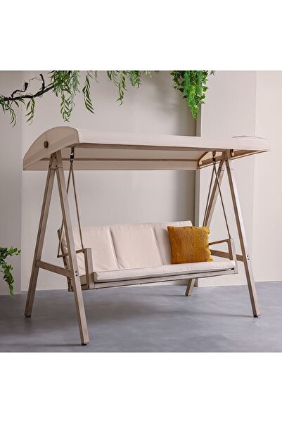 Danube Home أرجوحة كلارا بثلاثة مقاعد مع مظلة - أرجوحة خارجية أنيقة باللون ال...