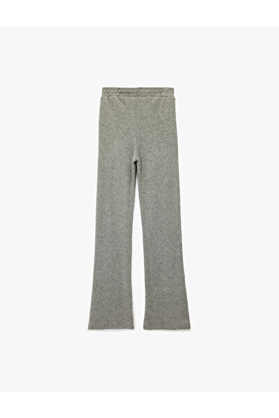 Koton Elastic Waist Straight Wide Leg Textured Pants