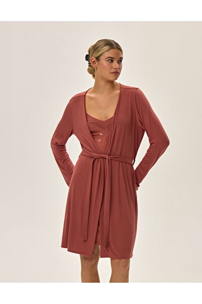 ESOTIQ Women's House Robe Bathrobe Dressing Gown Cardigan Style with Belt Viscose & Elastane | Jayden