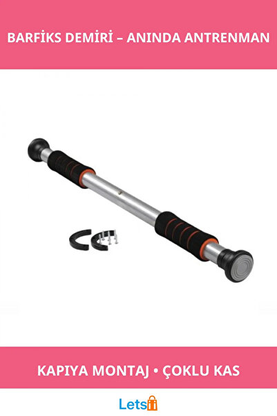 Letsii Ayarlanabilir Kapı Barfiksi Demiri 63 cm ile 100 cm Arası Uyumlu