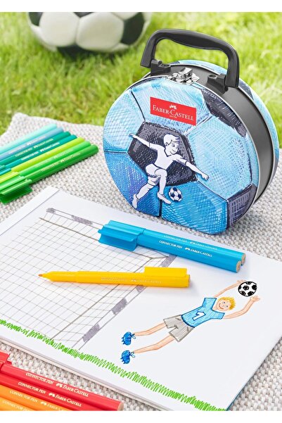 Generic Faber-Castell 33-piece Soft Fiber Tip Coloring Pens in Football Metal Tin - Multicolor
