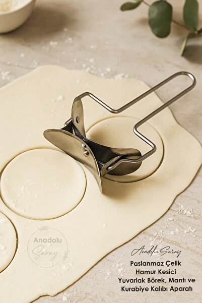 Anadolu Saray Stainless Steel Dough Cutter – Round Dumpling, Ravioli, and Cookie Mold Attachment